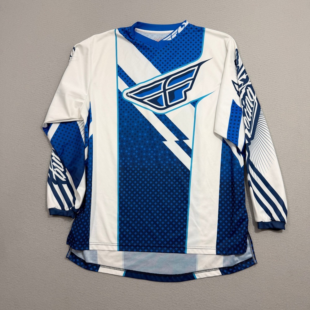 Fly Racing Jersey Men Large Blue F-16 Motocross Racing Long Sleeve Graphic Gear